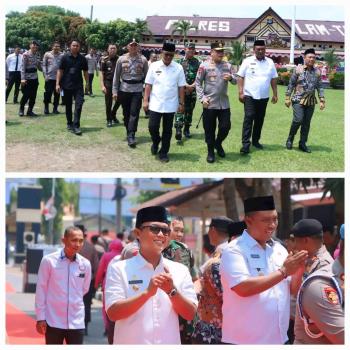 Bupati Ardito Wijaya Sambut Kapolda Lampung di Mapolres Lampung Tengah